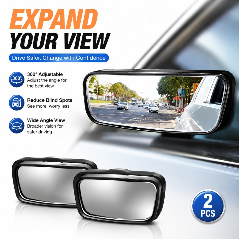 Blind Spot Mirror Wide Angle Convex 2Pcs - Espelho de Ponto Cego Ajustável 360