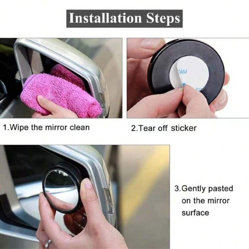 Blind Spot Mirror Wide Angle Convex 2Pcs - Espelho Convexo Redondo para Ponto Cego,