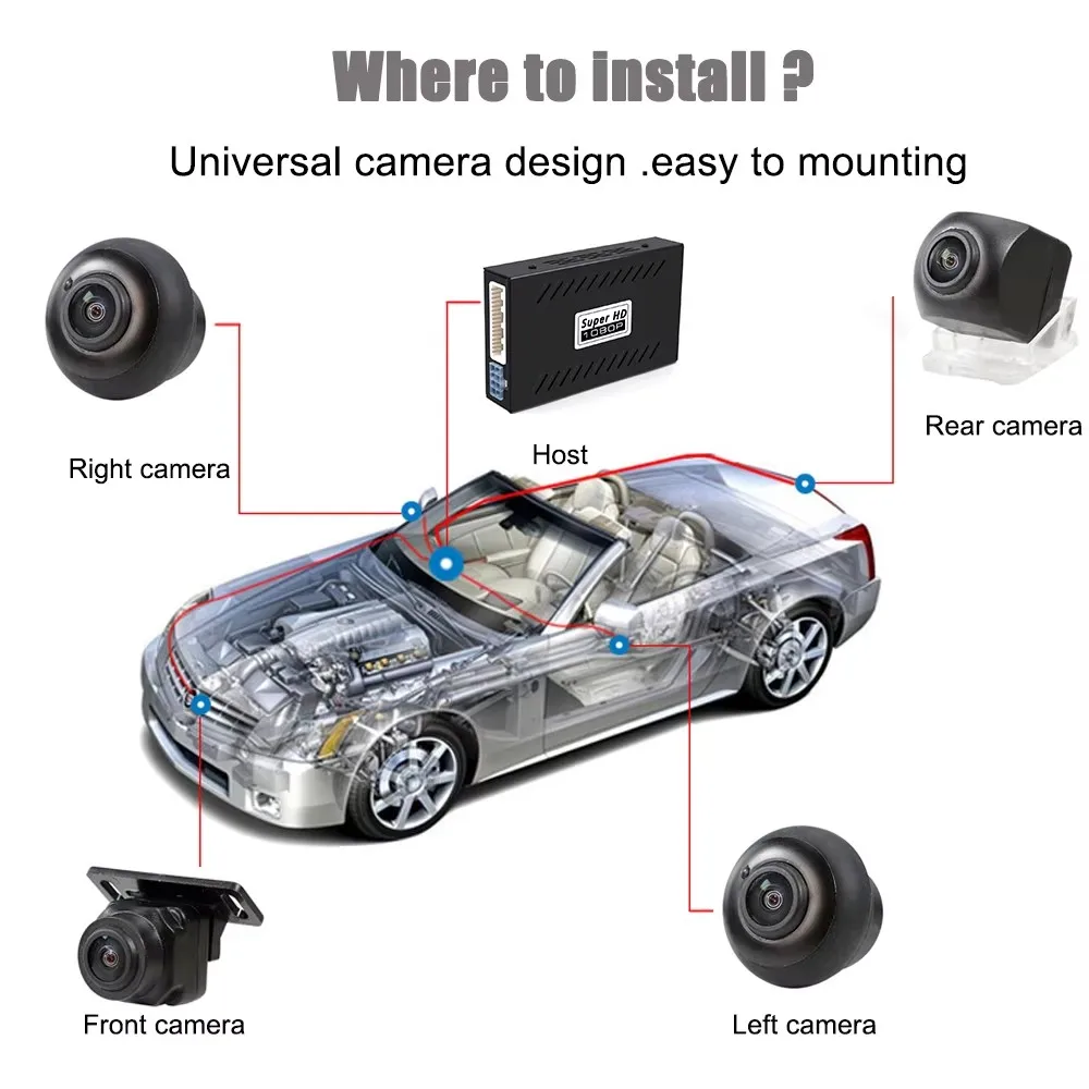 Câmera universal para carro, 4 - 360 Degree Bird View Car Camera System avaliação e preço
