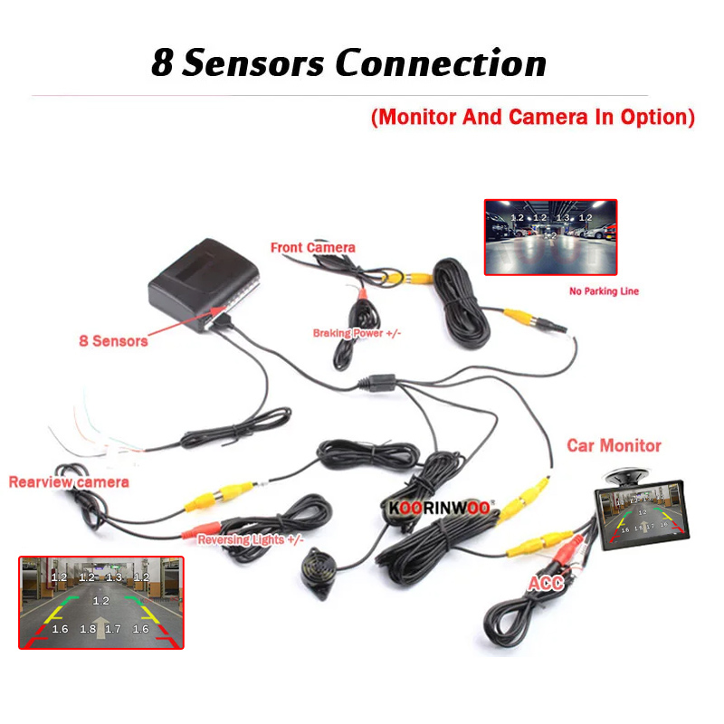 Sensores de estacionamento ele - Car Parking Sensor 8 Sensor Front Rear avaliação e preço