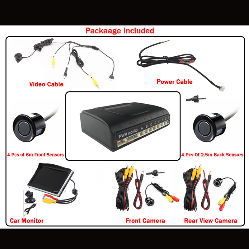 Monitor de Carro Koorinwoo 360 - Car Parking Sensor 8 Sensor Front Rear avaliação e preço