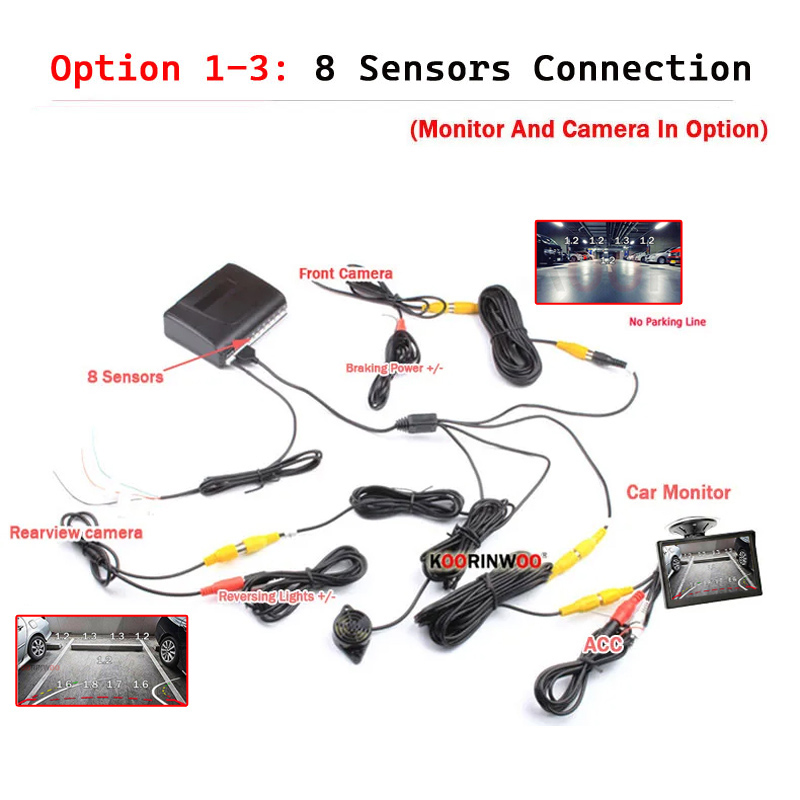 Sistema Inteligente Koorinwoo  - Car Parking Sensor 8 Sensor Front Rear avaliação e preço