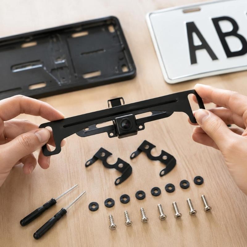 suporte para câmera backup, mo - License Plate Backup Camera Frame Mount avaliação e preço